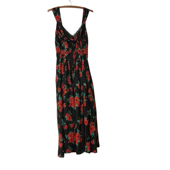 Free People Black Floral Maxi Dress Boho Sleeveless Pockets Size S - Picture 5 of 12
